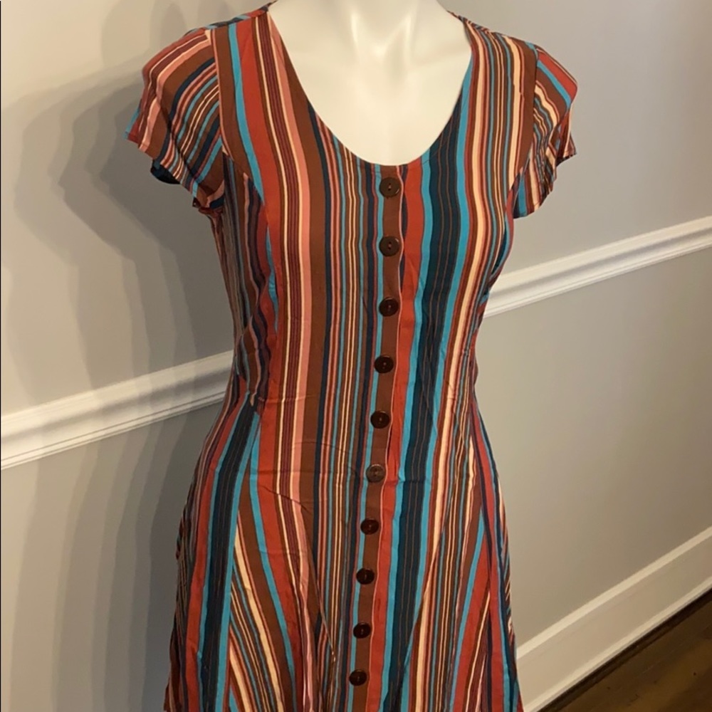 Band of Gypsies Small Striped mini dress buttons